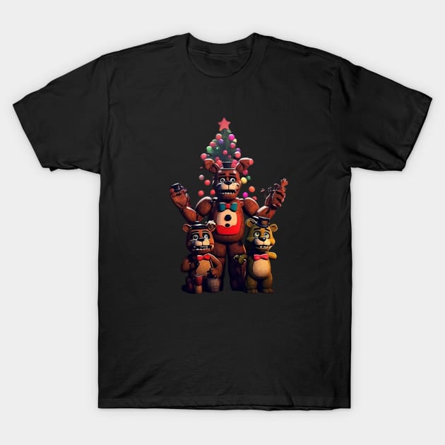 Five Nights At Freddy's Christmas T-Shirt by  El-Aal